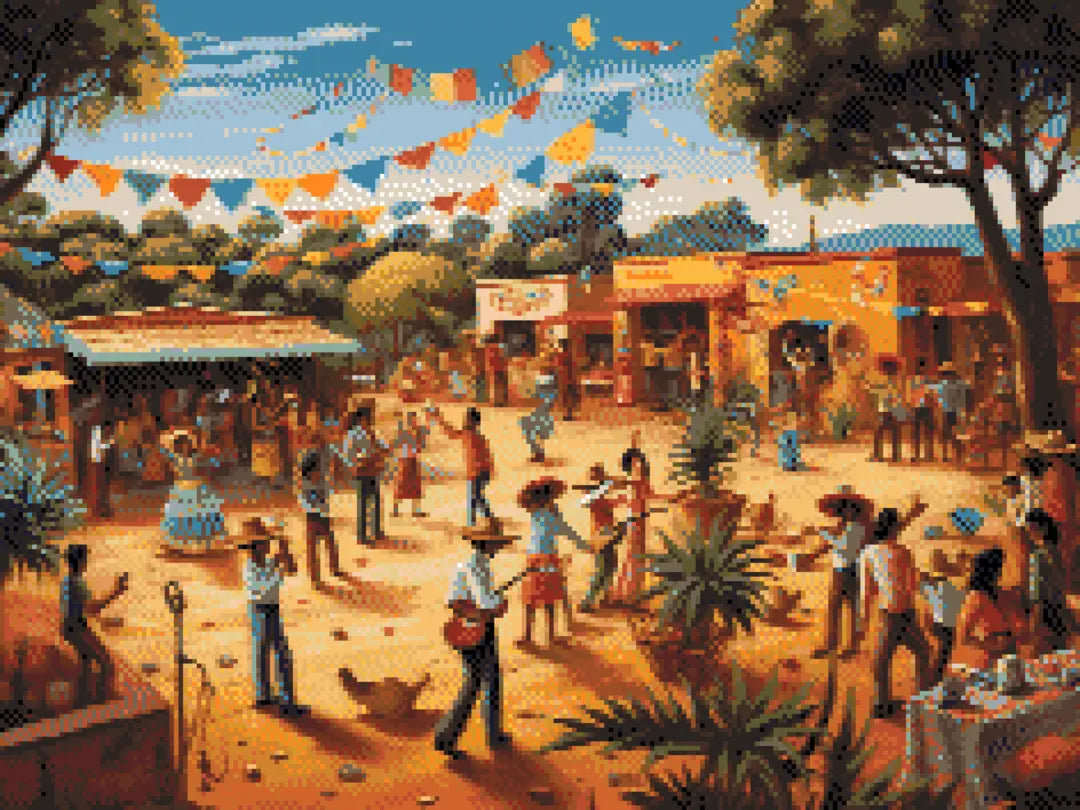 Mexican Fiesta artwork shown as a completed diamond painting preview