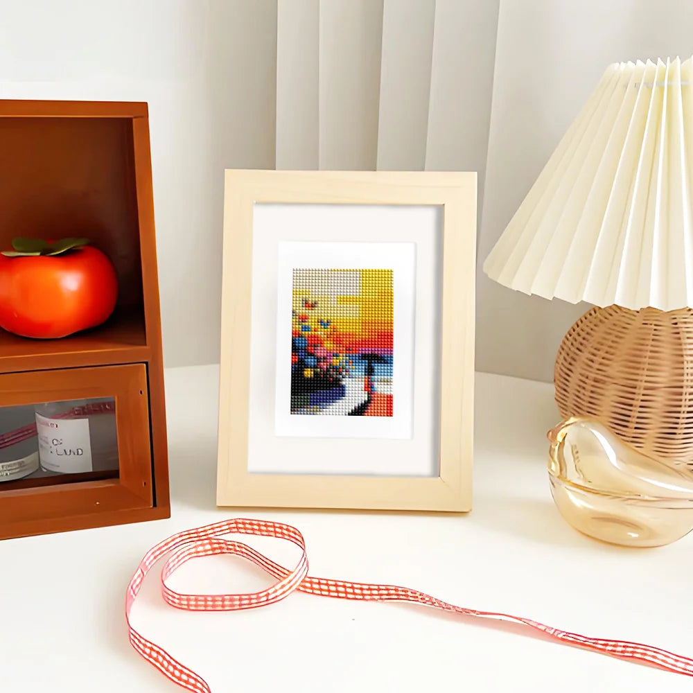 Completed Modern Abstract Landscapes mini diamond painting shown as framed decor