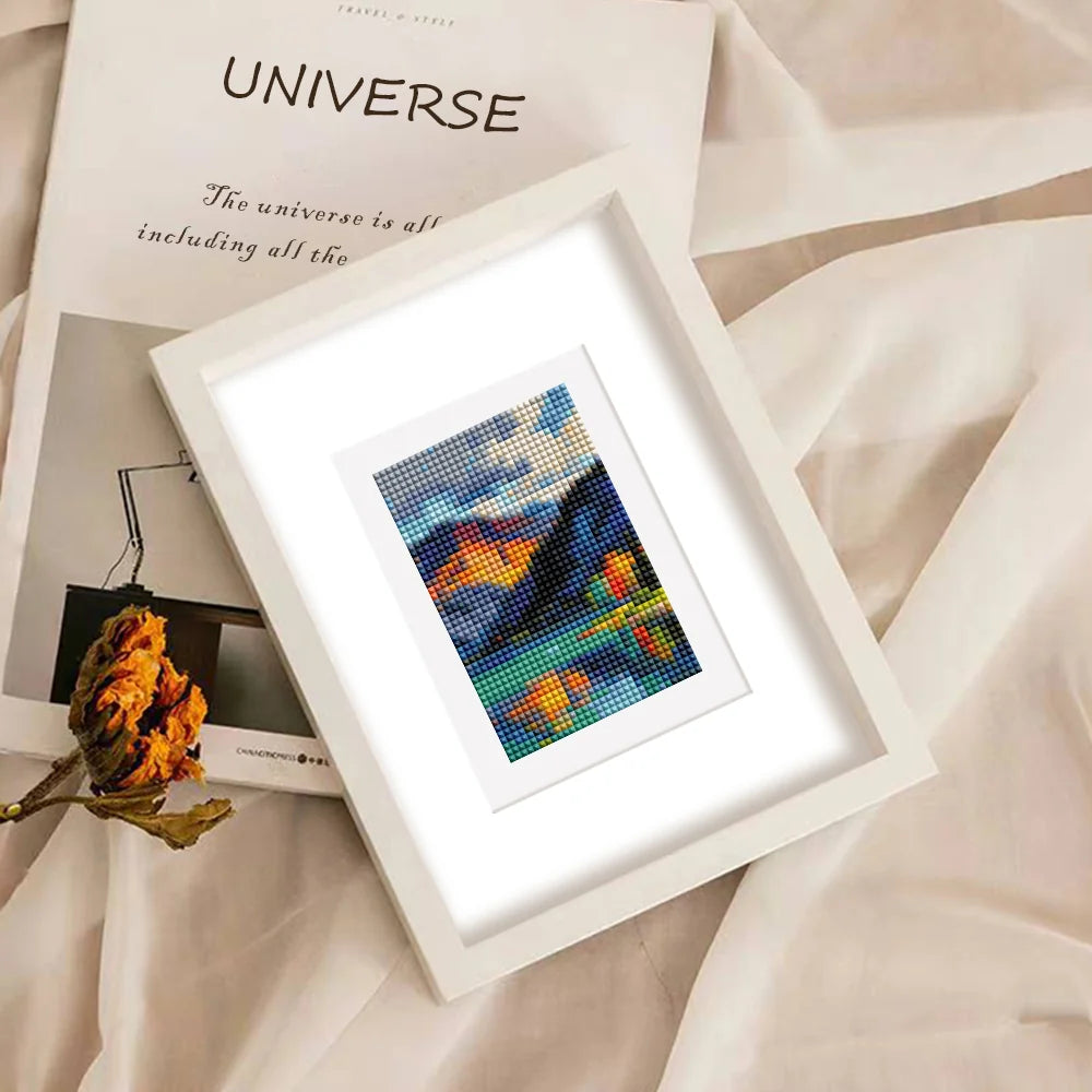 Modern Abstract Landscapes mini diamond painting design displayed in a decorative room setting