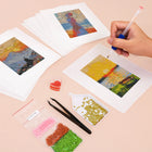 Working on several Modern Abstract Landscapes mini diamond painting designs with drills and applicator