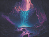 Mystic Waterfall artwork shown as a completed diamond painting preview