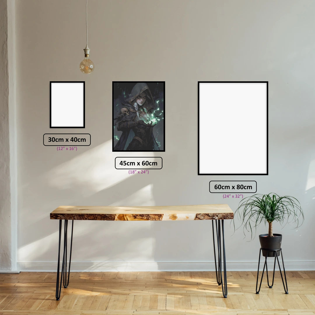 Necromancer's Storm diamond painting displayed in a room setting