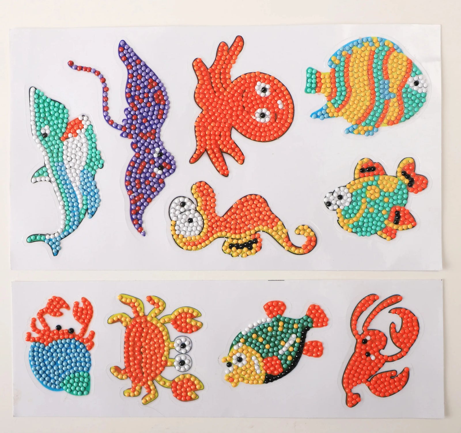 Ocean animals diamond painting sticker kit with dolphin stingray octopus fish crab and sea creature designs