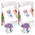 Before and after view of a Ocean Coral & Shells mini diamond painting design