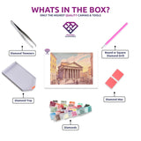 Pantheon Pastels diamond painting kit contents shown together