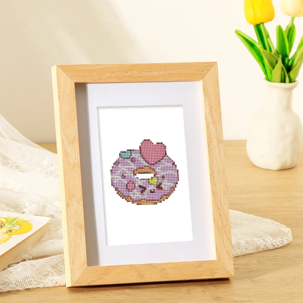 Pastel Desserts mini diamond painting design displayed in a decorative room setting