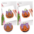 Before and after view of a Pastel Halloween Cuties mini diamond painting design
