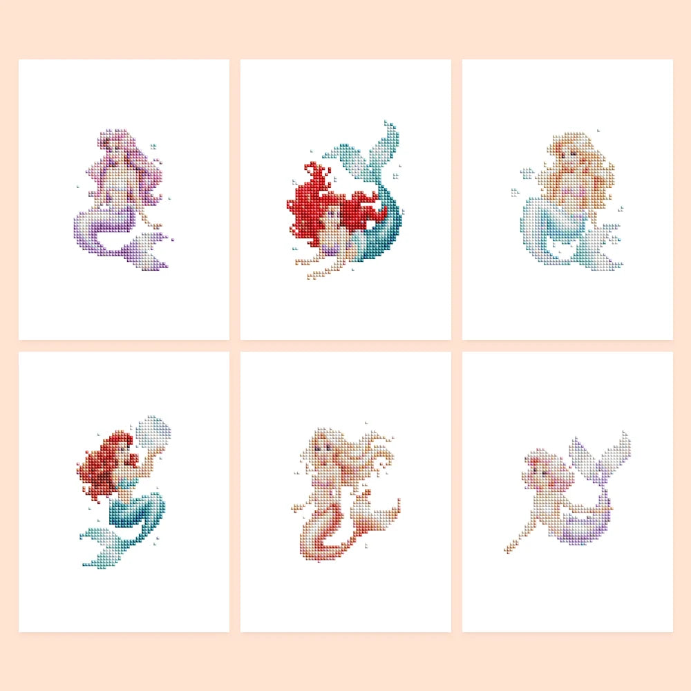 Pastel Mermaids Mini Diamond Painting Set – 6 Pack