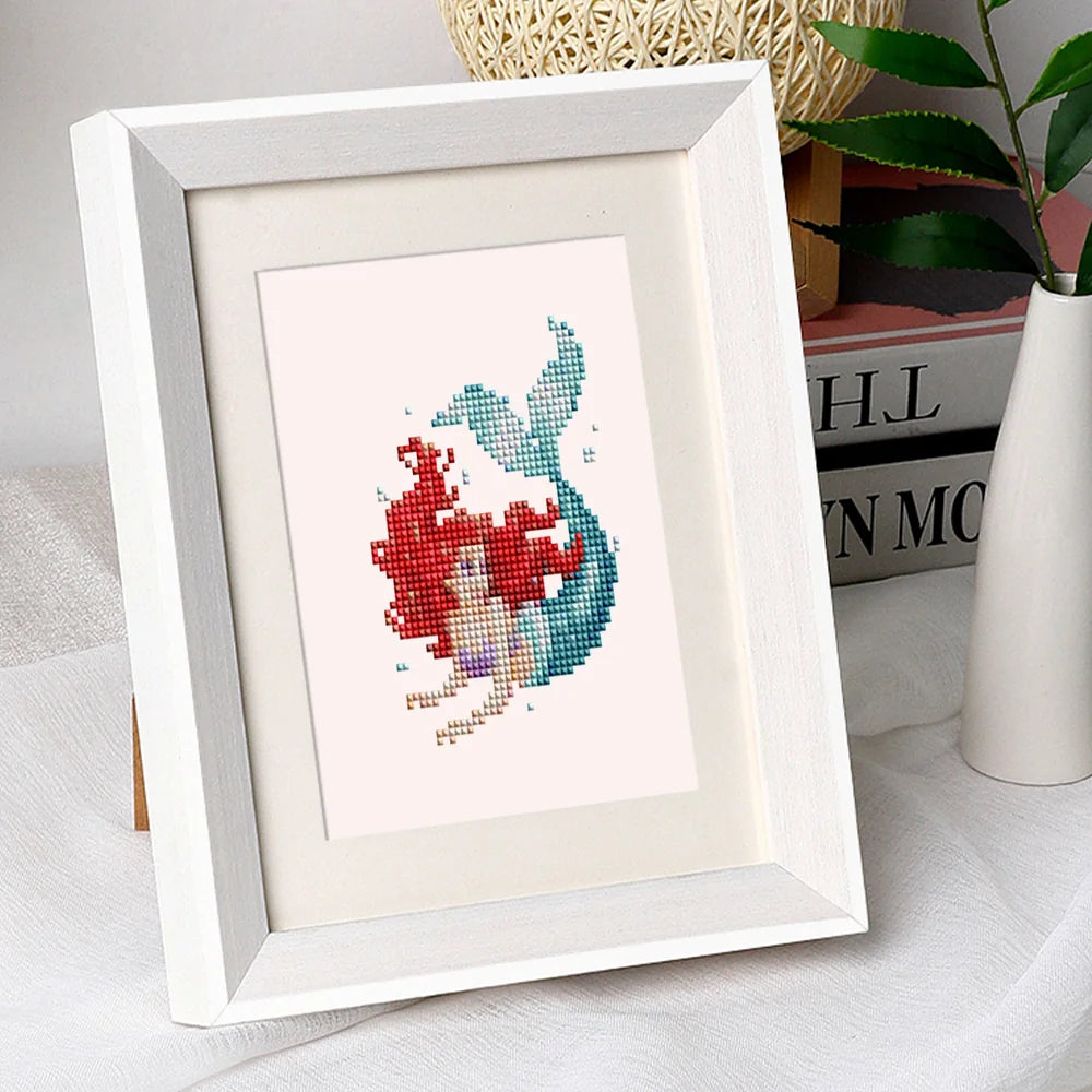 Pastel Mermaids mini diamond painting design displayed in a decorative room setting
