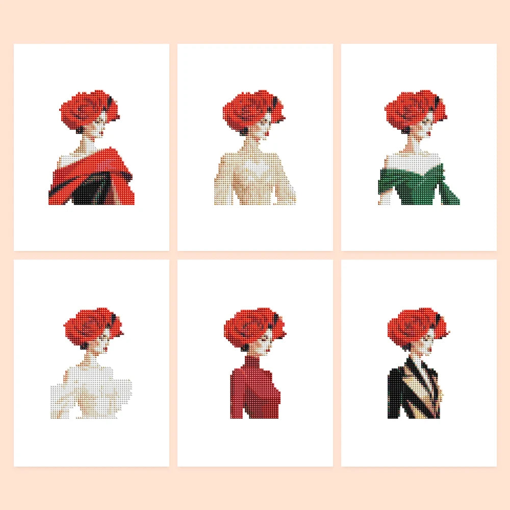 Red Rose Fashion Mini Diamond Painting Set – 6 Pack