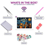 Shanghai Skyline diamond painting kit contents shown together