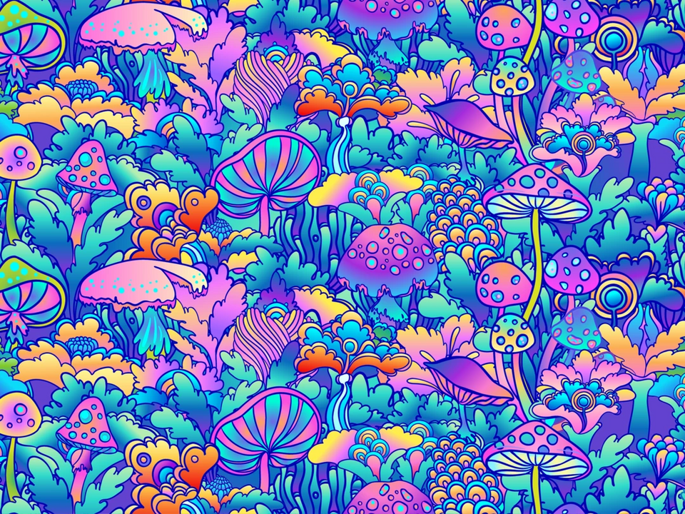 Neon Mushroom Wonderland - 5D Diamond Painting Kit