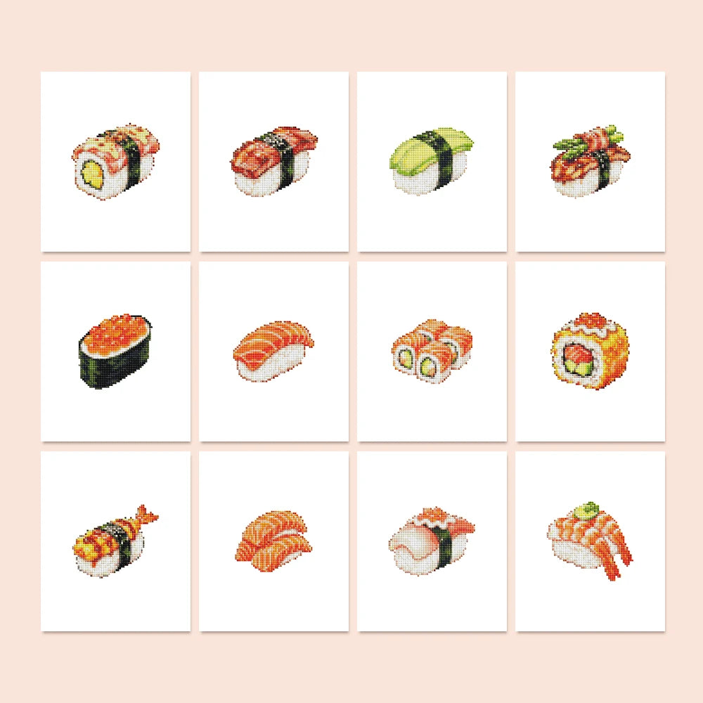 Sushi Favourites Mini Diamond Painting Set – 12 Pack