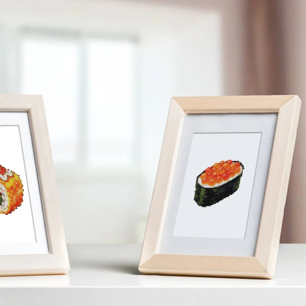 Framed Sushi Favourites mini diamond painting artwork presented as finished decor