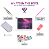Toxic Waters diamond painting kit contents shown together