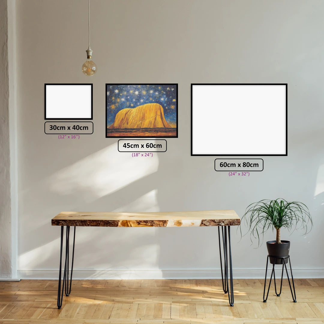 Uluru Starlight diamond painting displayed in a room setting