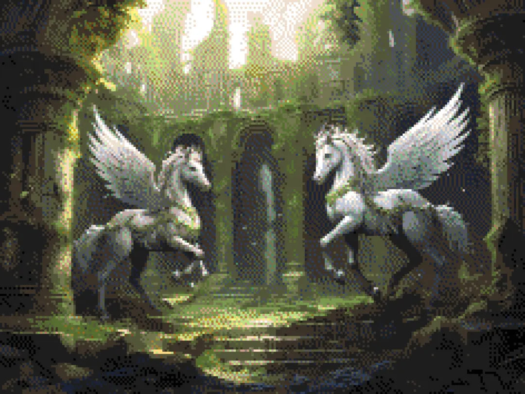 Unicorn Relics artwork shown as a completed diamond painting preview
