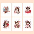 Valentine Pets six-pack mini diamond painting set with all designs
