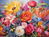 Vibrant Floral Bouquet artwork shown as a completed diamond painting preview
