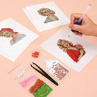 Working on several Vintage Glamour Portraits mini diamond painting designs with drills and applicator