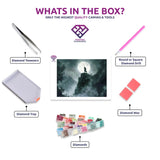 Werewolf's Howl diamond painting kit contents shown together
