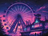 Whimsical Amusement park artwork shown as a completed diamond painting preview