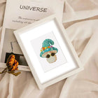 Completed Whimsical Mushrooms mini diamond painting shown as framed decor