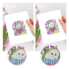 Before and after view of a Whimsical Woodland Friends mini diamond painting design