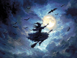 Witch's Moonlit Flight artwork shown as a completed diamond painting preview