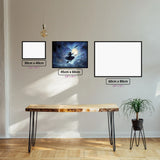 Witch's Moonlit Flight diamond painting displayed in a room setting