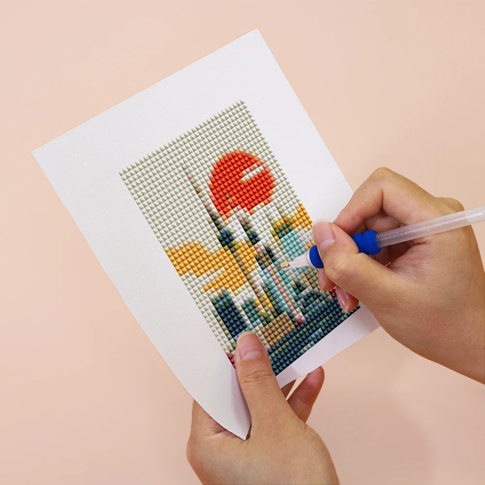 Applying drills to a World Landmarks mini diamond painting design