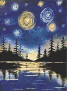 Galactic Lake Nightscape - 5D Diamond Painting Kit