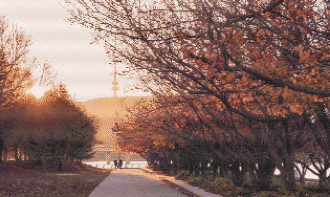 Autumn at Elizabeth Terrace artwork shown as a completed diamond painting preview