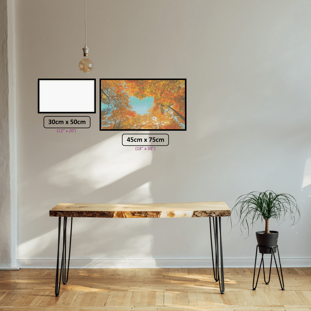 Autumn Love Canopy diamond painting displayed in a room setting