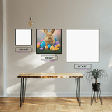 Colourful Easter Bunny diamond painting displayed in a room setting