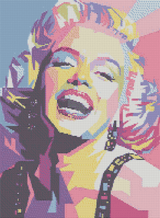Colourful Monroe artwork shown as a completed diamond painting preview