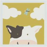 Cow - Beginner artwork shown as a completed diamond painting preview
