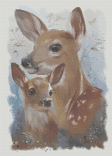 Doe & Fawn artwork shown as a completed diamond painting preview