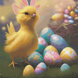 Easter Baby Chicken artwork shown as a completed diamond painting preview