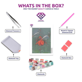 Flamingo Trio diamond painting kit contents shown together