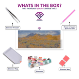 Flinders Ranges Radiance diamond painting canvas with tweezers, applicator pen, tray, wax and coloured drills