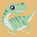 Happy Lil' Dinosaur artwork shown as a completed diamond painting preview