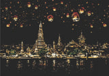 Lantern-lit Cityscape artwork shown as a completed diamond painting preview
