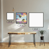 Lavender Fields diamond painting displayed in a room setting