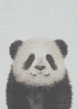 Panda artwork shown as a completed diamond painting preview