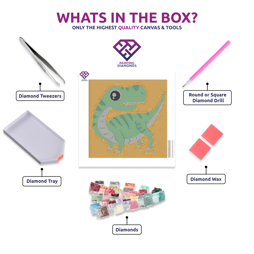 Happy Lil' Dinosaur - 5D Diamond Painting Kit