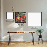 Psychedelic Color Burst diamond painting displayed in a room setting