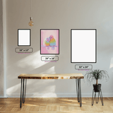 Rainbow Love Birds diamond painting displayed in a room setting