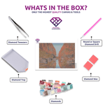 Simpson Gap Serenity diamond painting canvas with tweezers, applicator pen, tray, wax and coloured drills