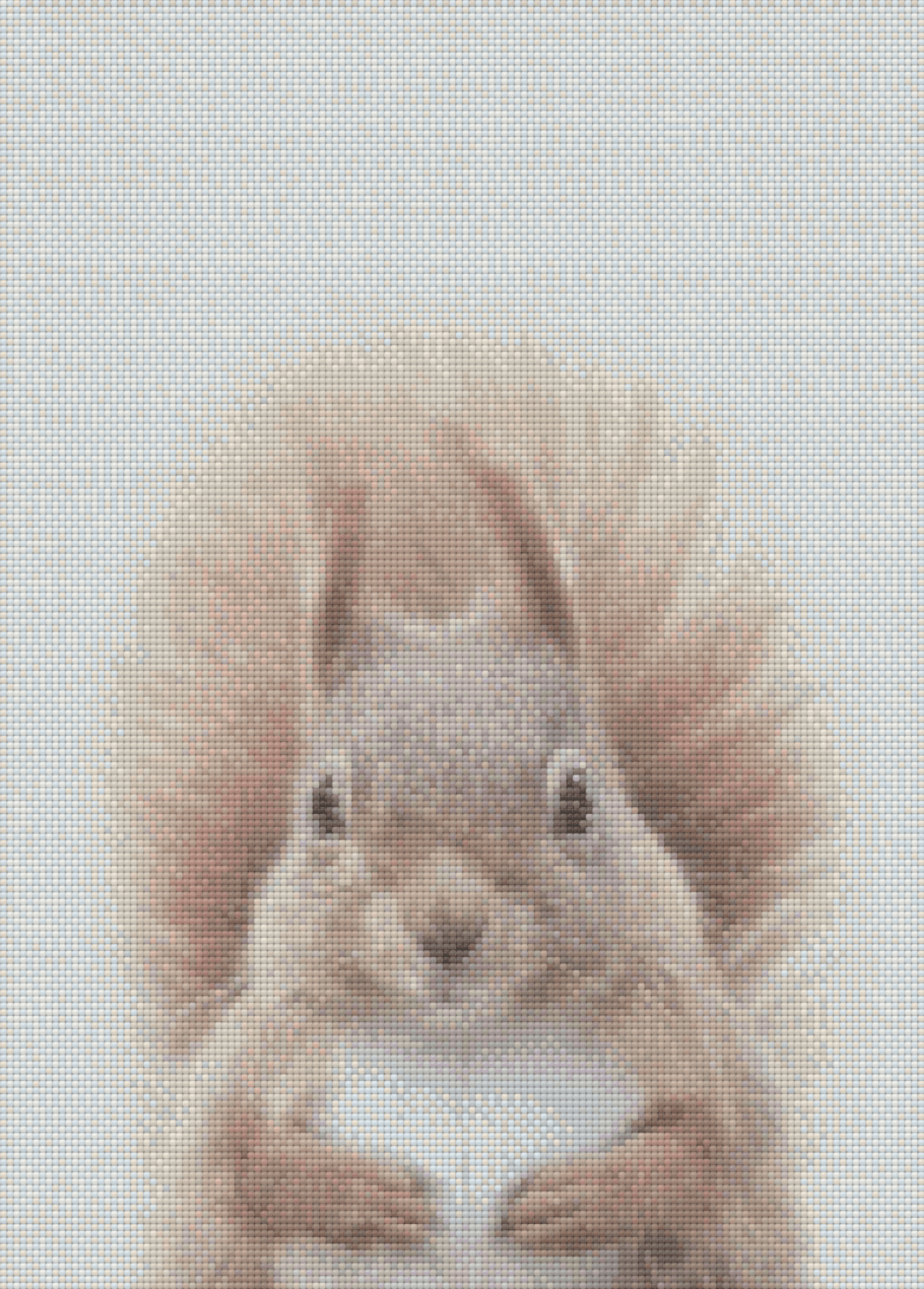 Squirrel artwork shown as a completed diamond painting preview